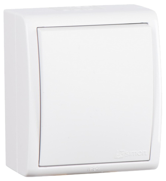 Simon 15 Aqua Белый Выключатель 1-клавишный наружный, IP54 1594101-030