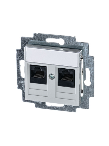 Купить ABB EPJ Levit серый / белый Розетка компьютерная, 2хRJ45 кат,5e, серый 2CHH295118A6016