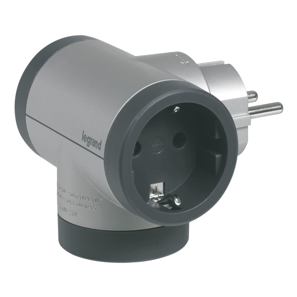 Купить Legrand Revolution Комфорт Алюминиево-черный Тройник 2x2К+З с 2xUSB A+C (3А), фиксируемый поворотный блок 694524