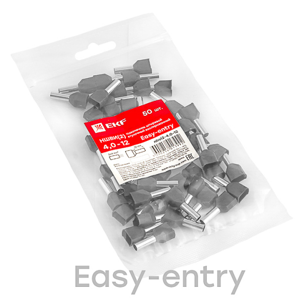 Купить EKF PROxima Наконечник штыревой втулочный изолированный НШвИ(2) 4-12 (50шт.)