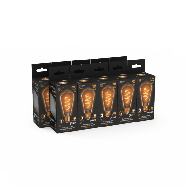Купить Gauss Лампа Filament ST64 6W 360lm 2400К Е27 golden flexible LED 157802006