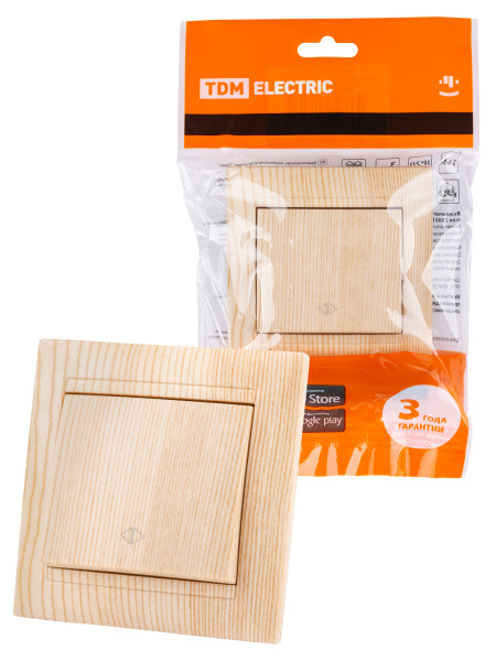 TDM Перекрестный выключатель 1-кл. 10А сосна "Лама" SQ1815-0336