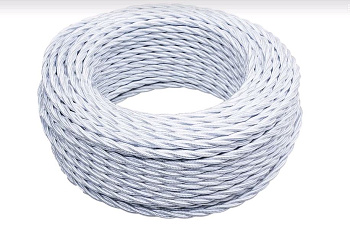 BIRONI Белый глянец Витой провод 3*0,75 10м B1-432-071-10