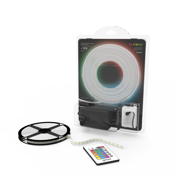 Купить Gauss Лента LED Комплект 5050/60-SMD 14,4W 12V DC RGB IP20 (блистер 3м) 1/50 312000444