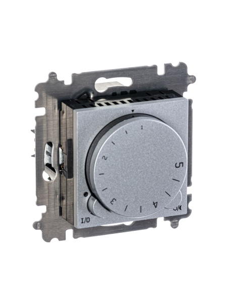 Купить ABB EPJ Levit серебро / дымчатый чёрный Терморегулятор универсальный, с поворотной ручкой, 16A, серебро/дымчатый чёрный 2CHH920003A6070