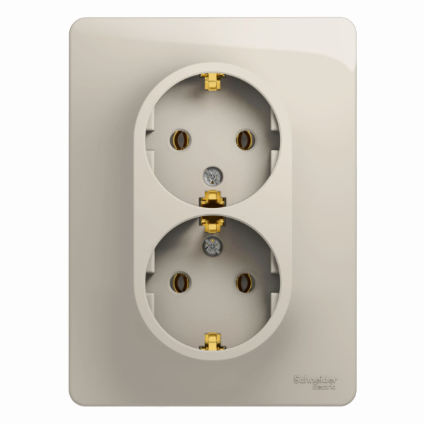 Systeme Electric Glossa Молочный Розетка 2-ая с/з (в сборе)