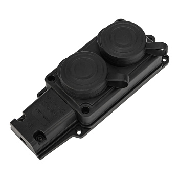 PROconnect Розетка (колодка) штепсельная двухместная влагозащищенная 2P+PE 230V, 16 А, IP44 каучук 111-112-4