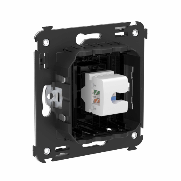 Купить DKC Компьютерная розетка RJ-45 без шторки в стену, кат.6 одинарная, "Avanti", "Черный квадрат"