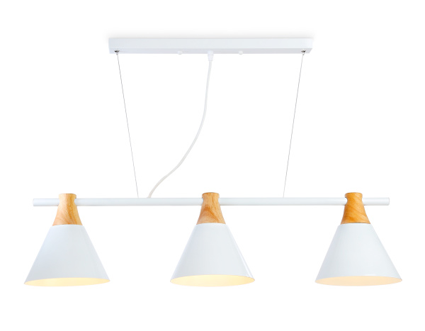 Ambrella Подвесной светильник в стиле лофт TR8196/3 WH/LW белый/светлое дерево E27*3 max 40W 880*200*1010