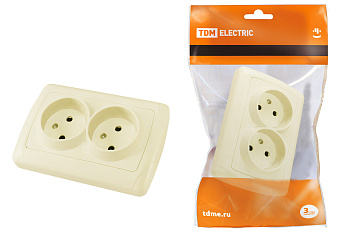 TDM Розетка двойная 2П 10А 250В сл. кость "Онега" SQ1805-0046