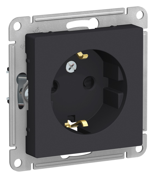 Купить Systeme Electric AtlasDesign Карбон Розетка с/з со шторками, 16А, механизм