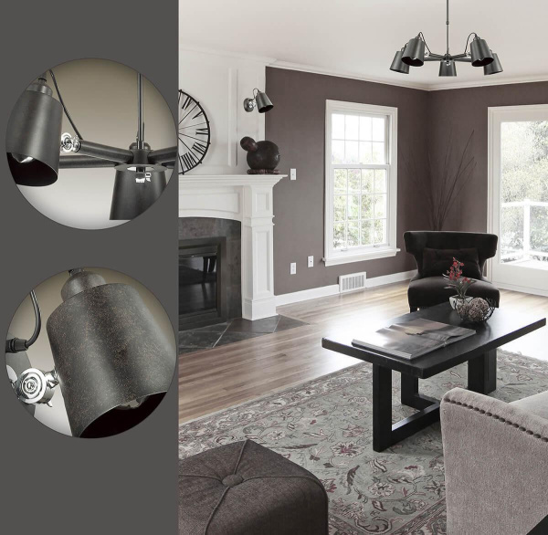 Купить Lumion 3532/5C LN18 144 черный Люстра на штанге телескоп. E27 5*60W 220V NEROPIUS