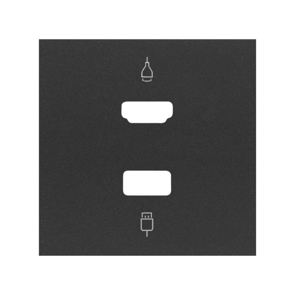 Simon 100 Черный матовый Накладка розетки HDMI + USB 10001095-238