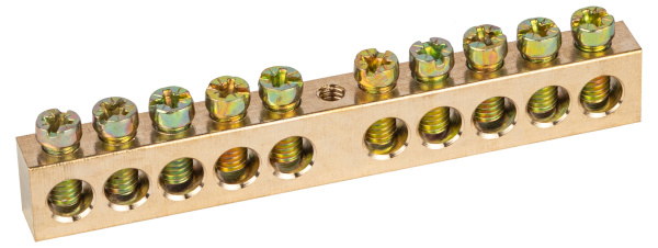 ЭРА Шина ЭРА NO-122-31 PEN земля-ноль 8х12мм 10/1 латунная крепеж по центру