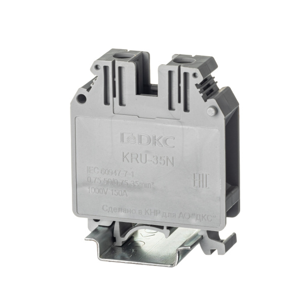 DKC Nuputuk Клемма проходная, винтовой зажим, 2 точки подключения, 35 кв.мм, серая