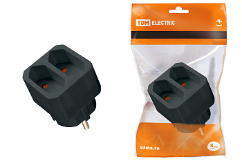 TDM Блок на 2 гнезда 2П 2,5 А 250 B под плоскую вилку черный SQ1806-0306