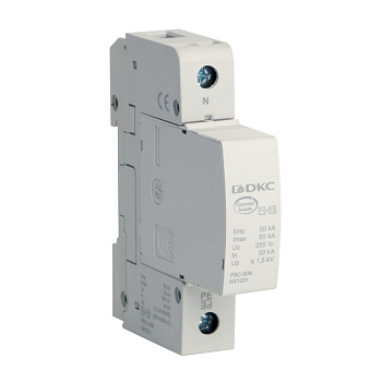 DKC УЗИП, класс I+II, 1-полюсный, N-PE, 50кА