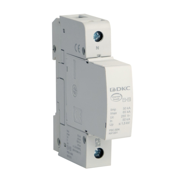 DKC УЗИП, класс I+II, 1-полюсный, N-PE, 50кА
