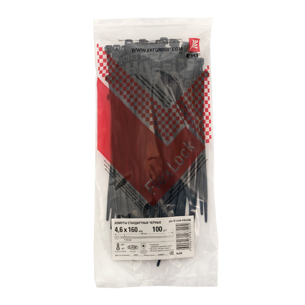 Купить EKF PROxima Хомут P6.6 стандартный (ч), 4.6x160 (100шт) FlexLock