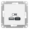 Systeme Electric AtlasDesign Белый USB A+С, 5В/2,4 А, 2х5В/1,2 А, механизм Systeme Electric AtlasDesign Белый USB A+С, 5В/2,4 А, 2х5В/1,2 А, механизм