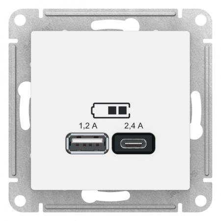SE AtlasDesign Белый USB A+С, 5В/2,4 А, 2х5В/1,2 А, механизм ATN000139