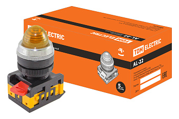 TDM Лампа AL-22 сигнальная d22мм желтый неон/230В цилиндр SQ0702-0034