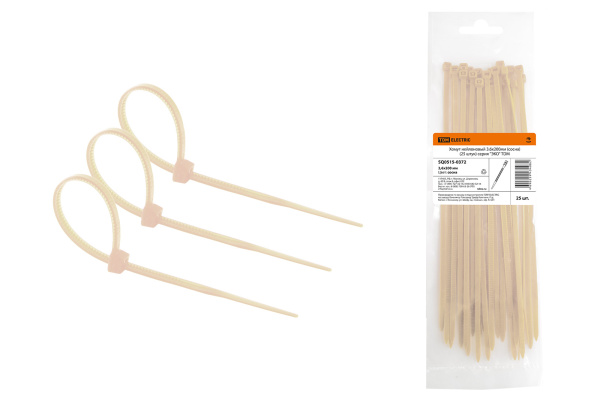 TDM Хомут нейлоновый 3.6х200мм (сосна) (25 штук) серия "ЭКО" SQ0515-0372