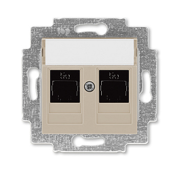 ABB EPJ Levit кофе макиато / белый Розетка компьютерная, 2хRJ45 кат,5e, кофе макиато 2CHH295118A6018