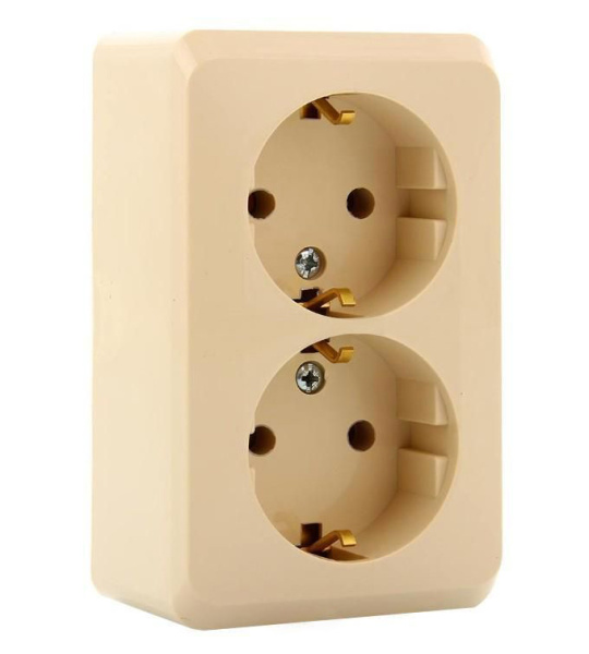 Systeme Electric Этюд наруж Крем Розетка 2-ая с/з без шторок