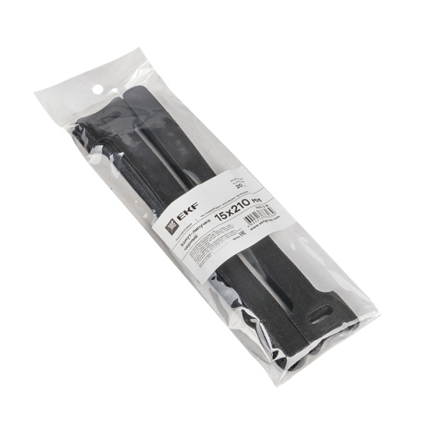 Купить EKF PROxima Хомут-липучка 15х210 мм черный (20 шт)
