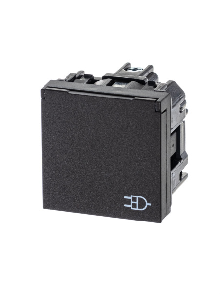 ABB NIE Zenit Антрацит Розетка с/з с защитными шторками с крышкой 2 мод 2CLA228810N1801