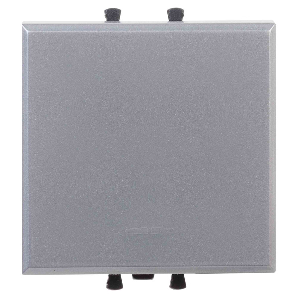 DKC Выключатель одноклавишный модульный, "Avanti", " Закаленная сталь", 2модуля