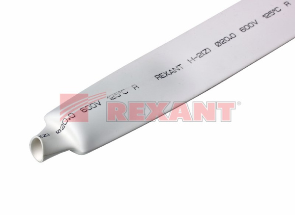 Купить 20.0 / 10.0 мм 1м термоусадка белая Rexant 22-0001