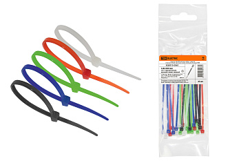 TDM Хомуты 4,8х300 цветные набор  5 цветов (черный, белый, красный, синий, зеленый) (25 штук) SQ0515-0361