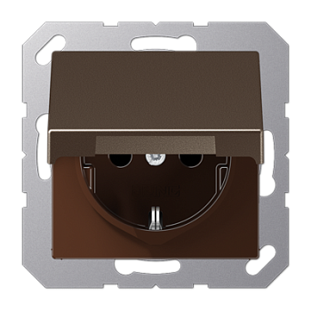 Jung Штепсельная розетка SCHUKO 16A 250V~ с защитой от детей; с крышкой; термопласт; мокка A1520BFKIKLMO