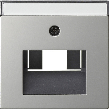 Gira S-55 Сталь Накладка 50*50 мм для розеток UAE/IAE с полем для надписи 0284600