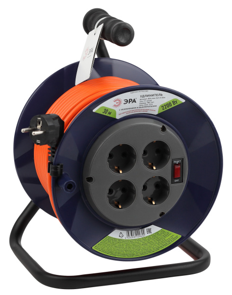 ЭРА RPx-4es-3х1.0-30m Удлинитель силовой на пластиковой катушке c/з 4 гн 30м ПВС 3х1