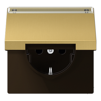 JUNG Штепсельная розетка SCHUKO 16A 250V~ с крышкой, защитой от детей, латунь Classic ME1520NAKLC