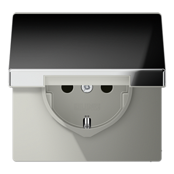 JUNG LS 990 Хром Розетка с/з с крышкой GCR1520KIKL