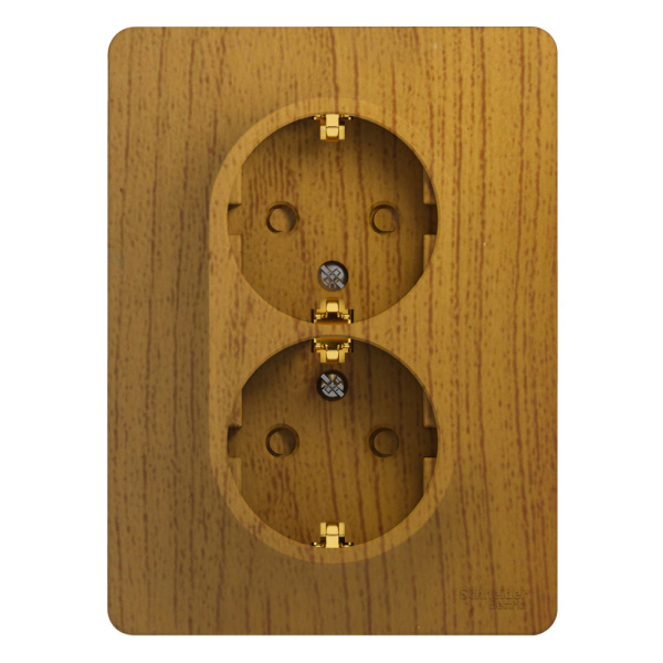 Systeme Electric Glossa Дерево Дуб Розетка 2-я с/з со шторками (в сборе с рамкой)