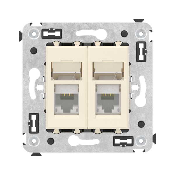 Купить DKC Компьютерная розетка RJ-45 в стену, кат.6А двойная, "Avanti", "Ванильная дымка"