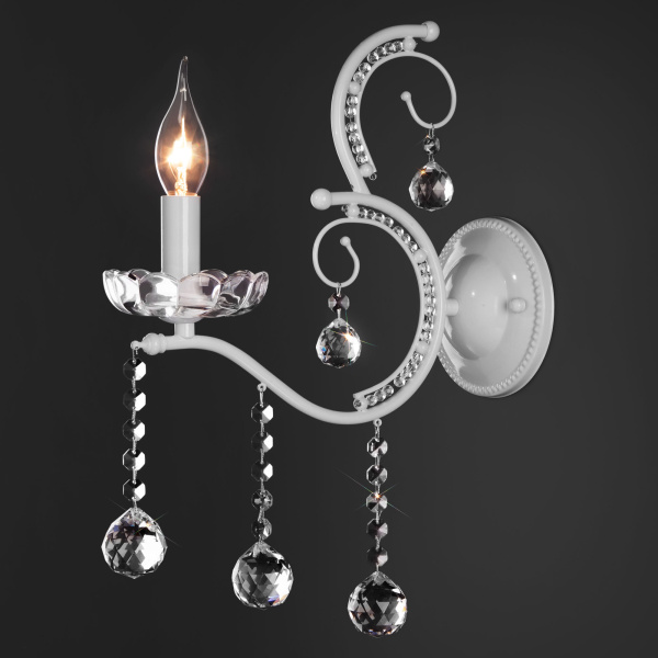 Eurosvet Классическое хрустальное бра 10107/1 глянцевый белый/прозрачный хрусталь Strotskis a045688