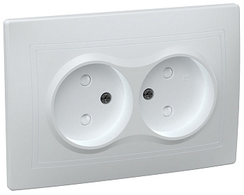 IEK KVARTA РСш12-2-КБ Розетка 2местн. без з/к с защ.штор. 10А (белый)