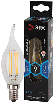 ЭРА F-LED BXS-9W-840-E14 (филамент, свеча на ветру, 9Вт, нетр, E14)