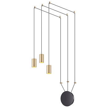 Odeon Light 3898/3 ODL20 41 черный/золот./металл Накладн св-к GU10 50W*3 (повод 7м, 10 крепл. в компл-те) LUCAS