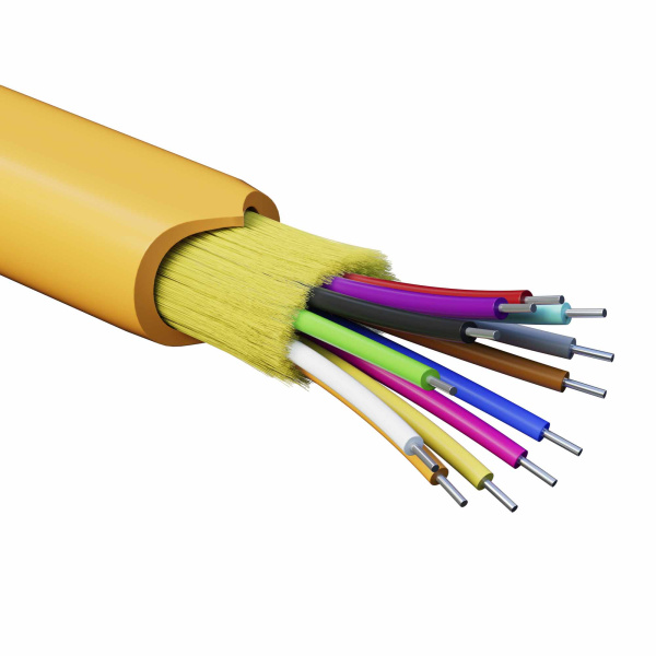 DKC Кабель волоконно-оптический, распределительный, арамидные упрочняющие нити, для внутренней прокладки, нг(A)-HFLTx, 12 ОВ, категорияOM2 (G.651.1) п