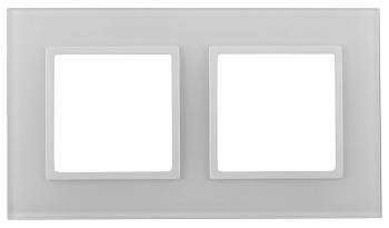 Эра Elegance Рамка для розеток и выключателей 14-5102-01 на 2 поста, стекло, белый+белый