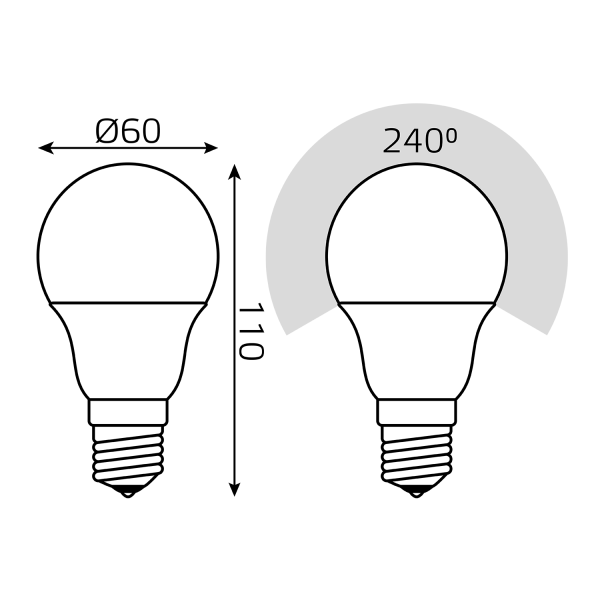 Купить Gauss Лампа A60 11W 990lm 6500К E27 диммируемая LED 102502311-D
