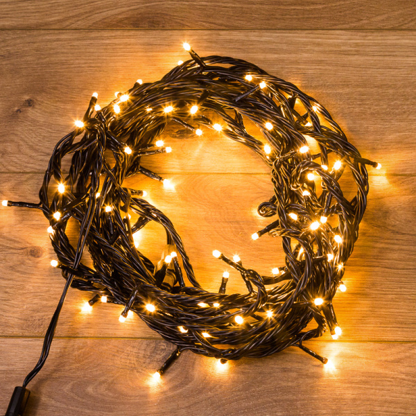 NEON-NIGHT Гирлянда "Твинкл Лайт" 10 м, черный ПВХ, 100 диодов, цвет ТЕПЛЫЙ БЕЛЫЙ 303-136