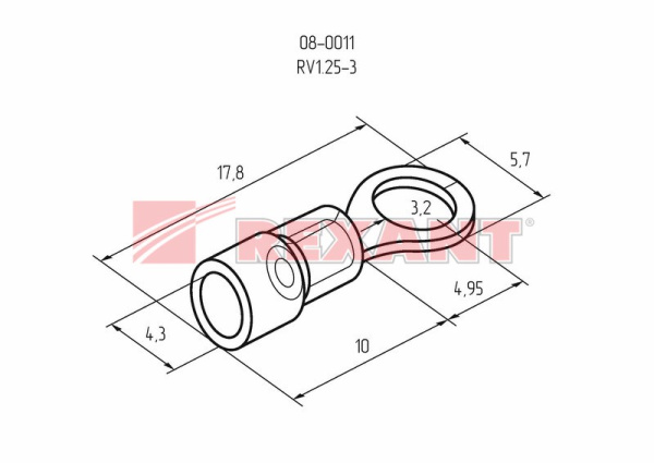 Купить Наконечник кольцевой изолированный ø3.2мм 0.5-1.5мм² (НКи 1.5-3 / НКи 1,25-3) красный Rexant 08-0011